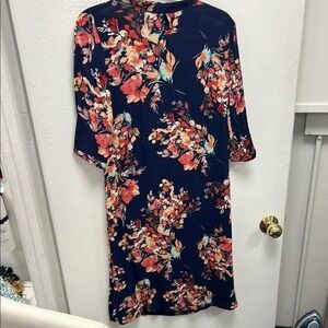 Simply elegant, Pink and Blue Sheath Dress with 3/4 Bell Sleeves